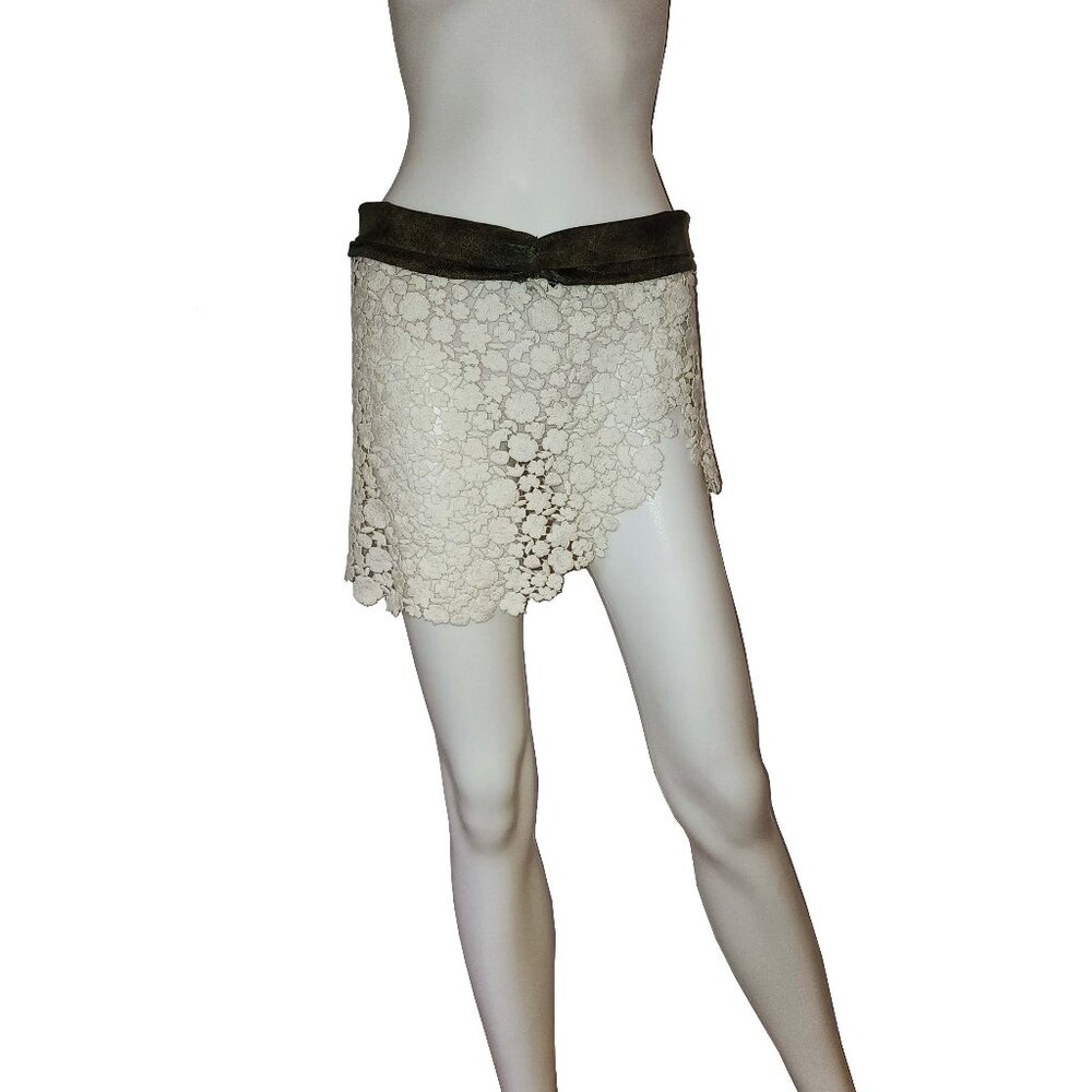 Vintage Beach Bunny Lace Crochet Swim Skirt Cover Up